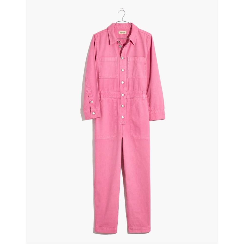 Madewell Garment-Dyed Relaxed Coverall Jumpsuit in Azalea